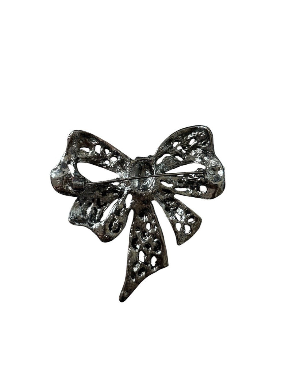 Retro Bow Brooch in Gunmetal Marcasite - Picture 2 of 3